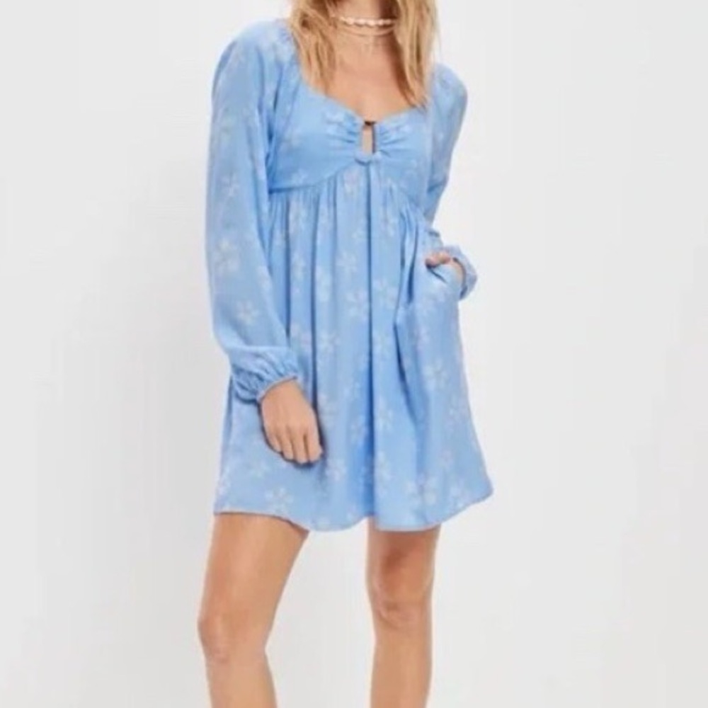 American Eagle Outfitters Large Button Up Mini Babydoll Dress - Picture 2 of 6